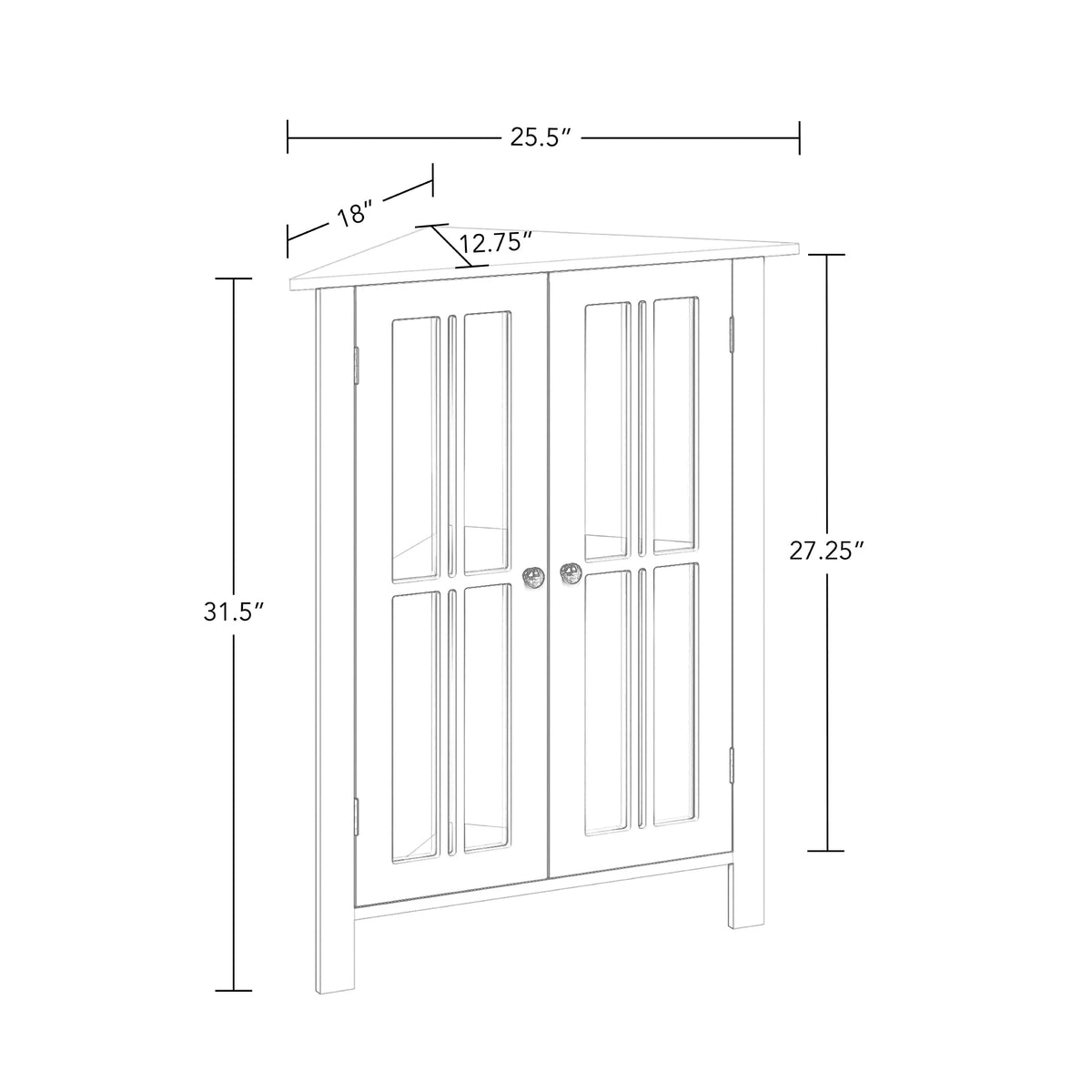 White Two-Door Wood Corner Cabinet D42408