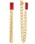 18K Gold Plated Stainless Steel Baguette Chain Earrings Z520