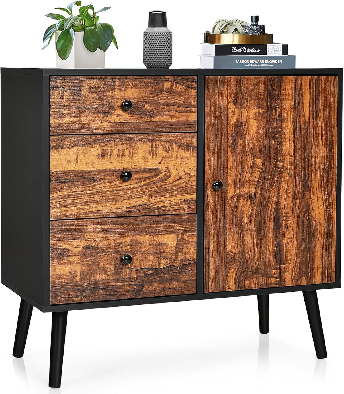 Storage Cabinet Buffet Sideboard with 3 Drawers and Adjustable Shelf J958150
