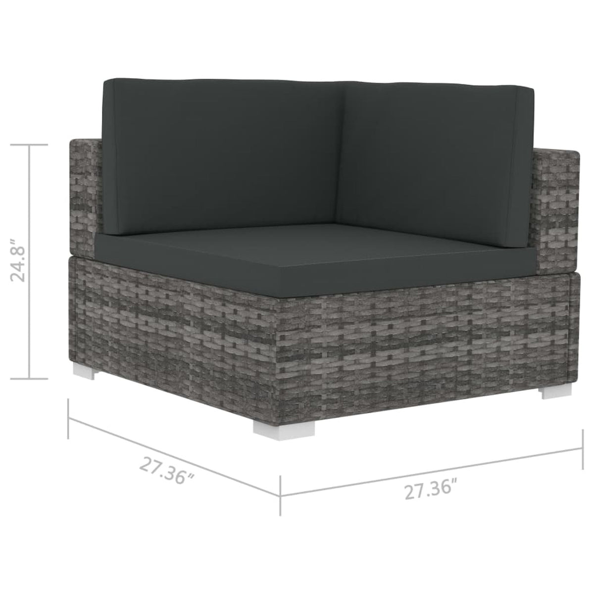 2 Piece Gray Poly Rattan Patio Sofa Set with Cushions C176988