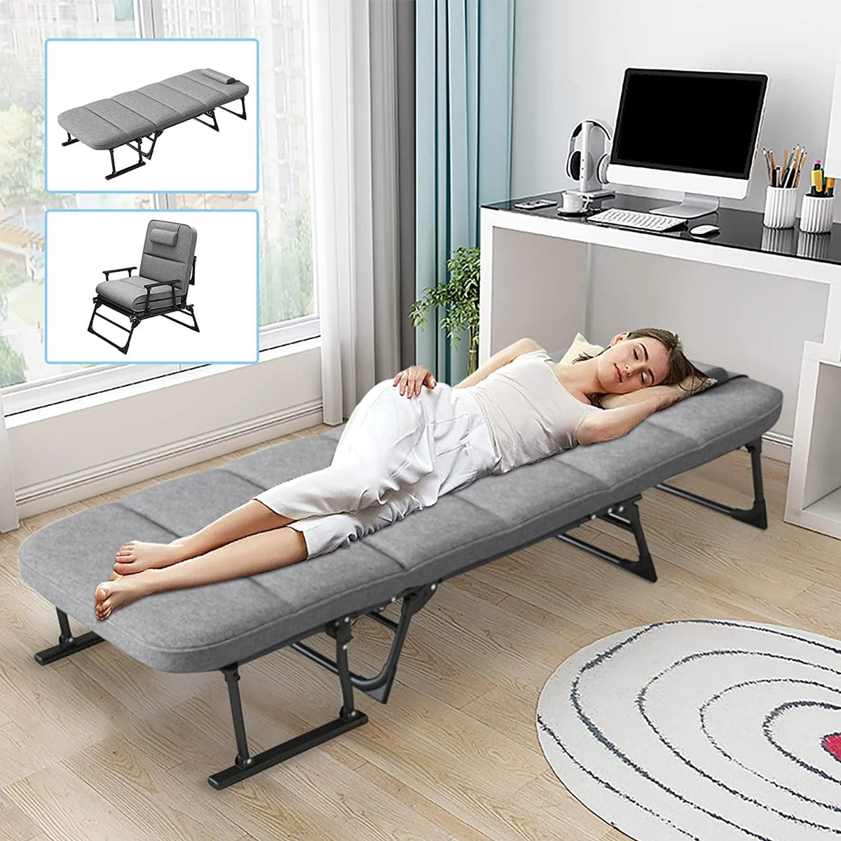 3 in 1 Folding Camping Cot Bed with Mattress & Pillow M1162