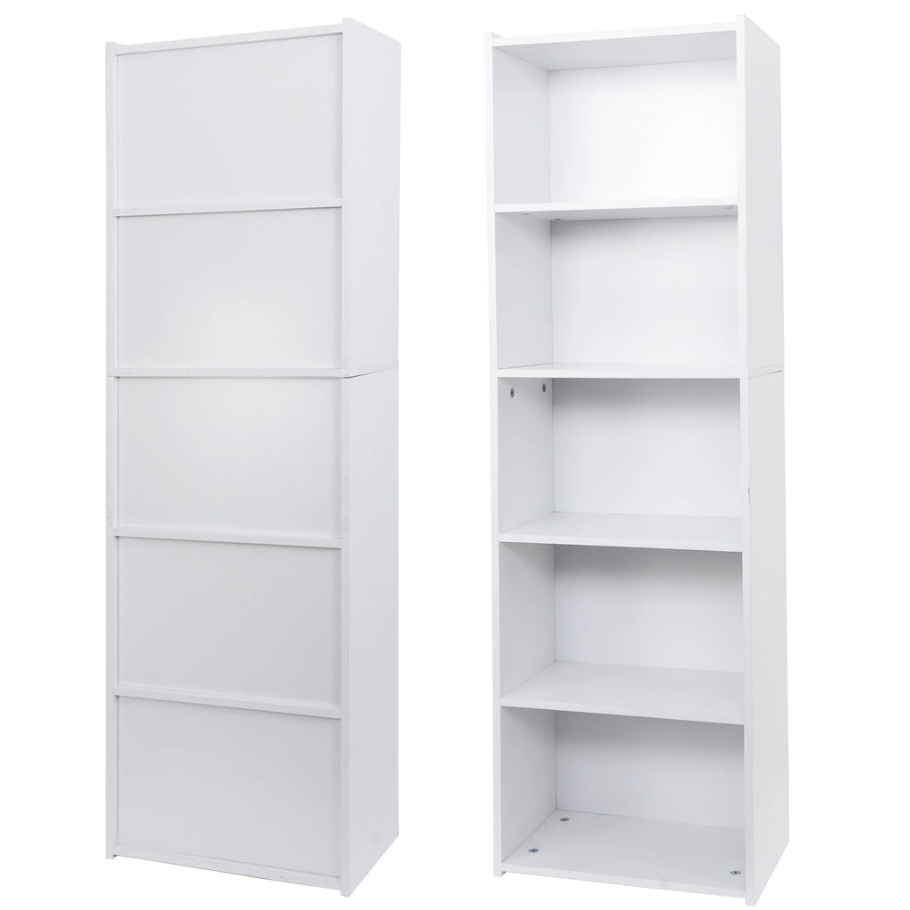 5-Tier Narrow Freestanding Bookcase with Adjustable Shelves O79291