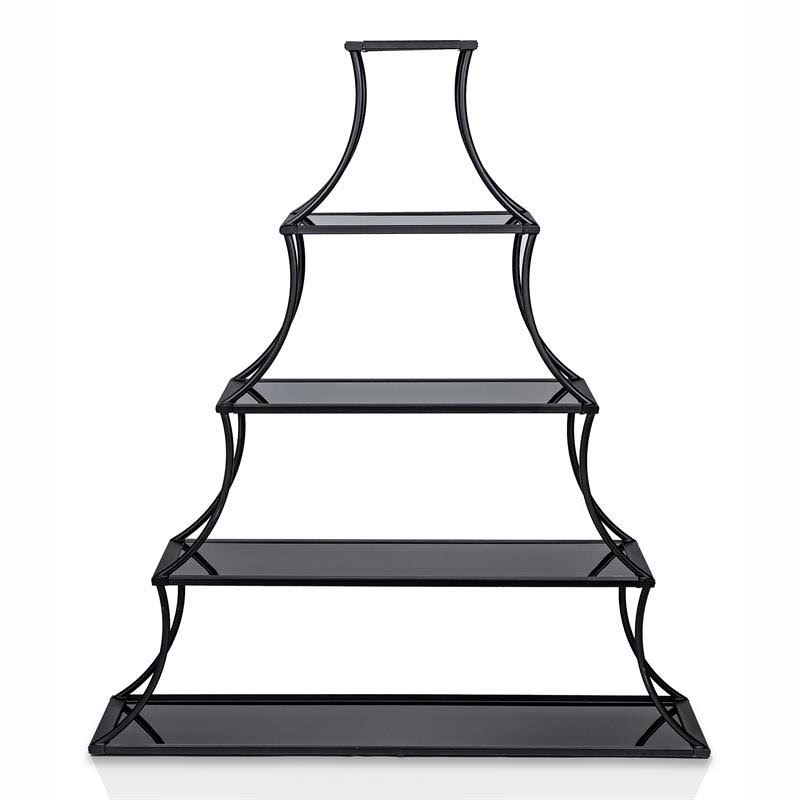 Industrial Metal 5-Shelf Bookcase in Sand Black D209