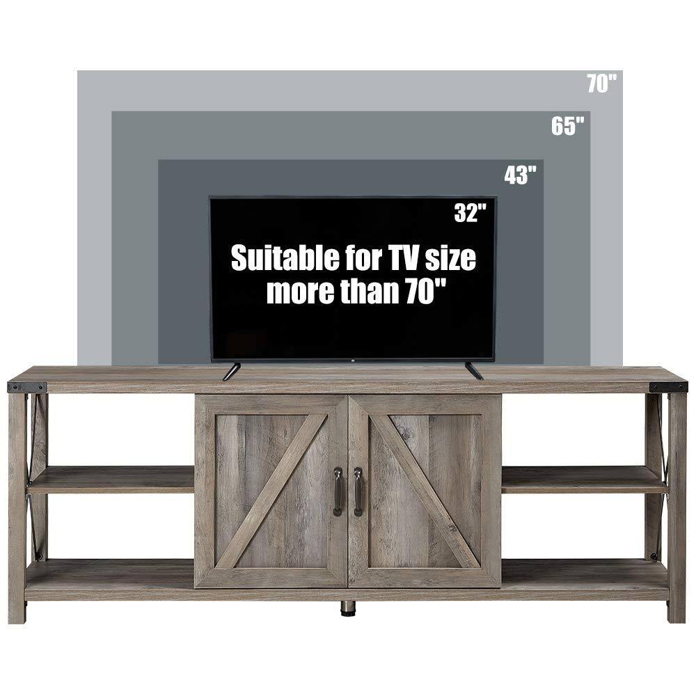 68x22 TV Stand Wood Metal TV Console with Storage Cabinets and Shelves G76706