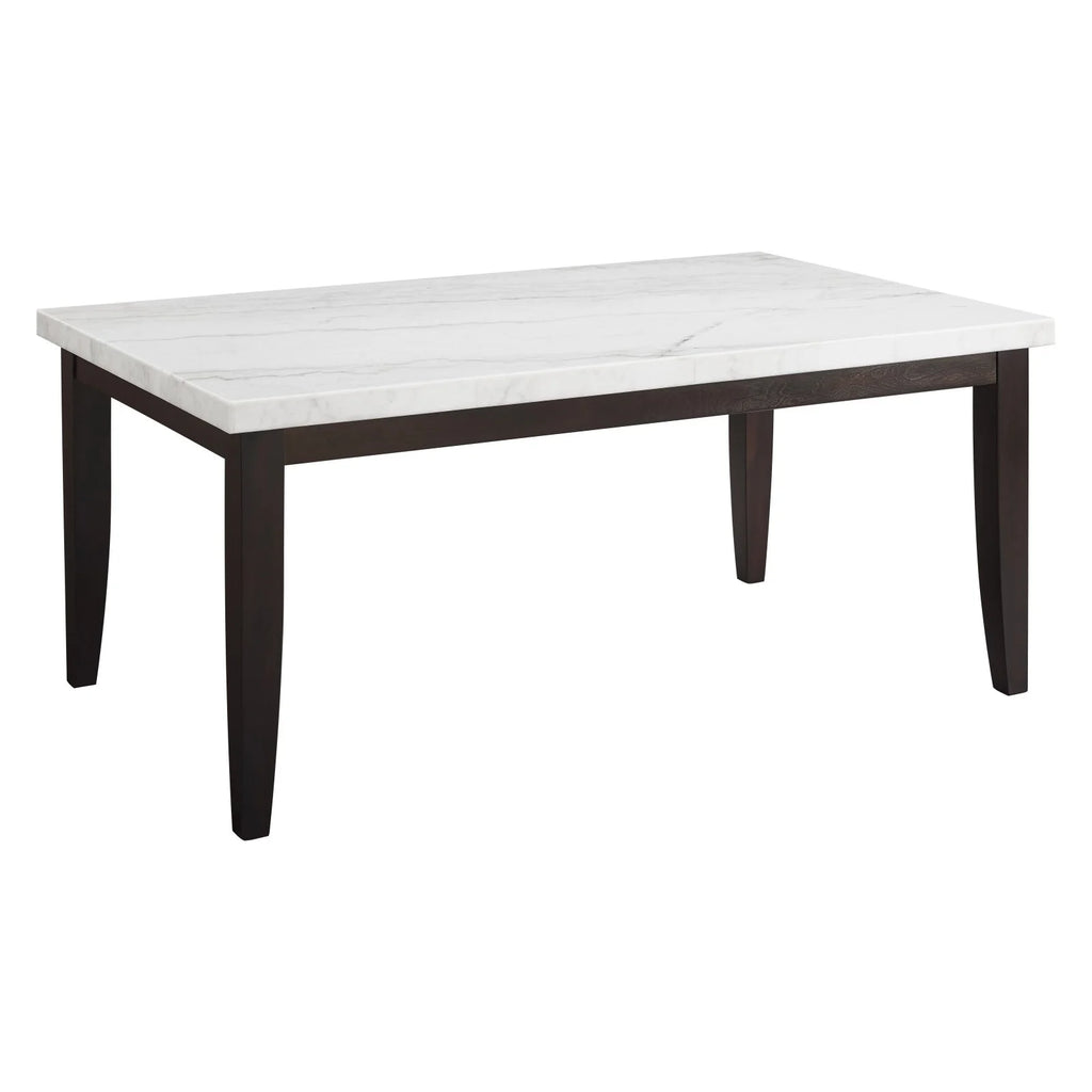 Rectangular Dark Cherry and White Marble Top Dining Table S1881
