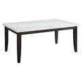 Rectangular Dark Cherry and White Marble Top Dining Table S1881