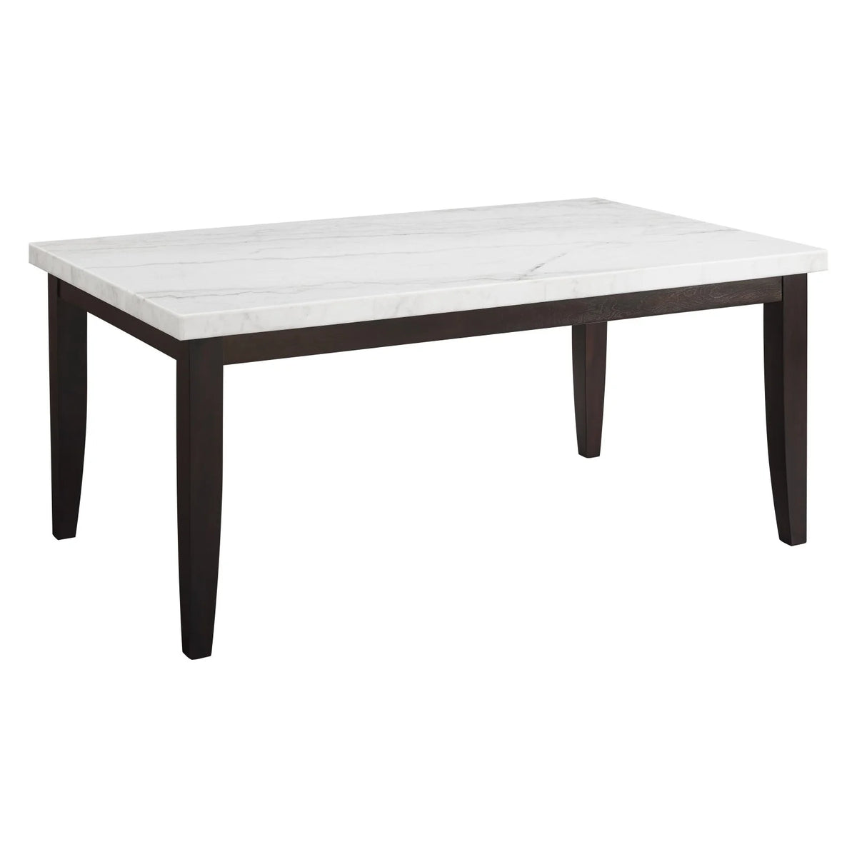 Rectangular Dark Cherry and White Marble Top Dining Table S1881