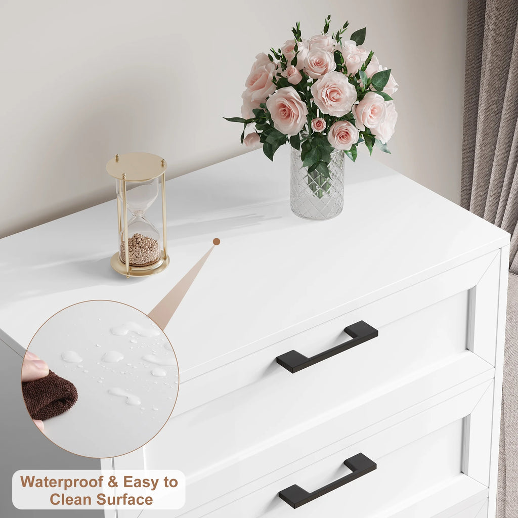 White 6 Drawer Tall Dresser L6302
