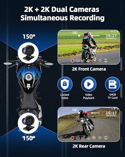 7 inch Motorcycle CarPlay Screen with Dual 2K Cameras L4662