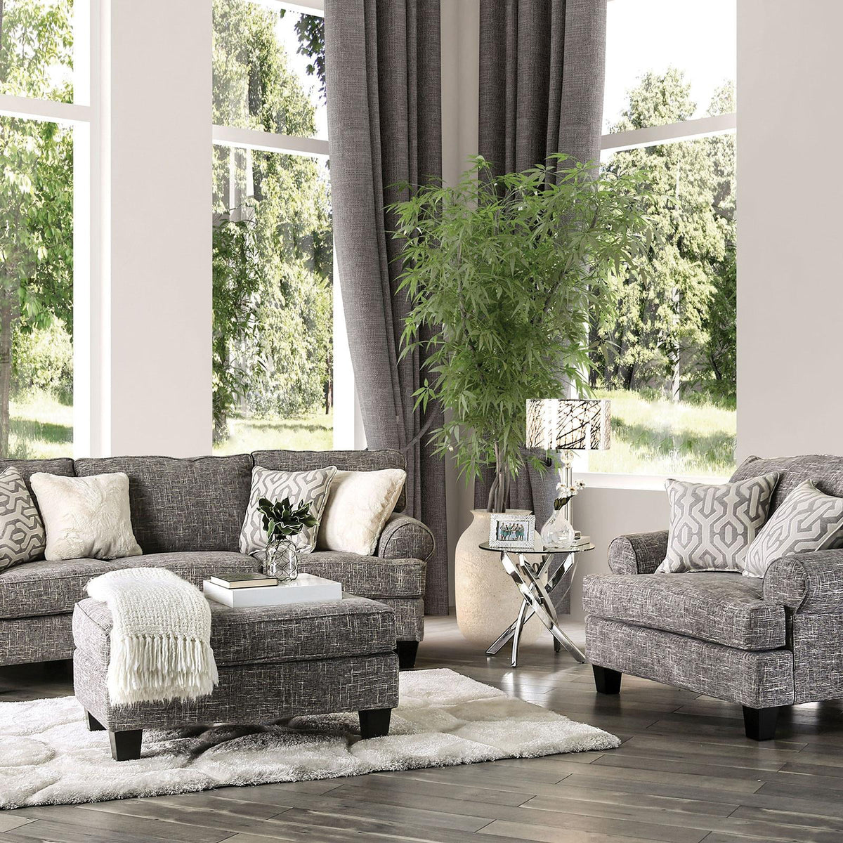 Brown Fabric Upholstery Sofa L9753
