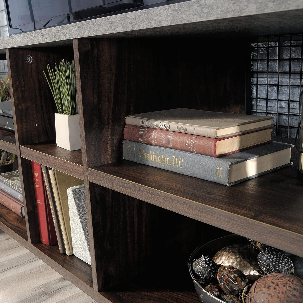 Credenza for TVs up to 60", Rich Walnut Finish A816