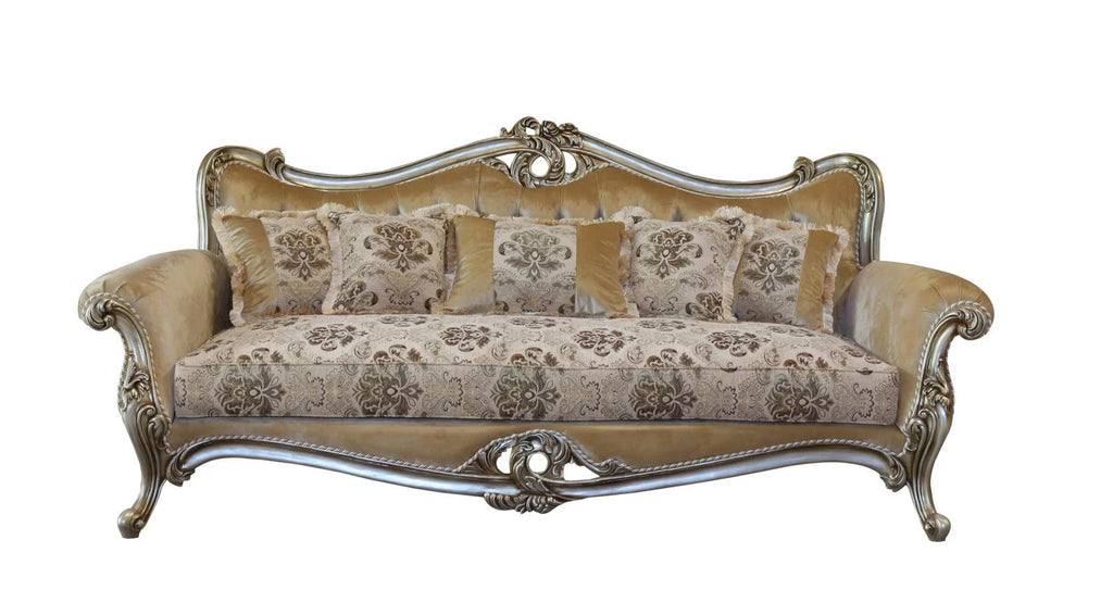 Antique Silver Wood Trim Sofa U5493
