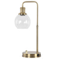 Gold Desk Lamp with Glass Shade and AC Outlet S54826