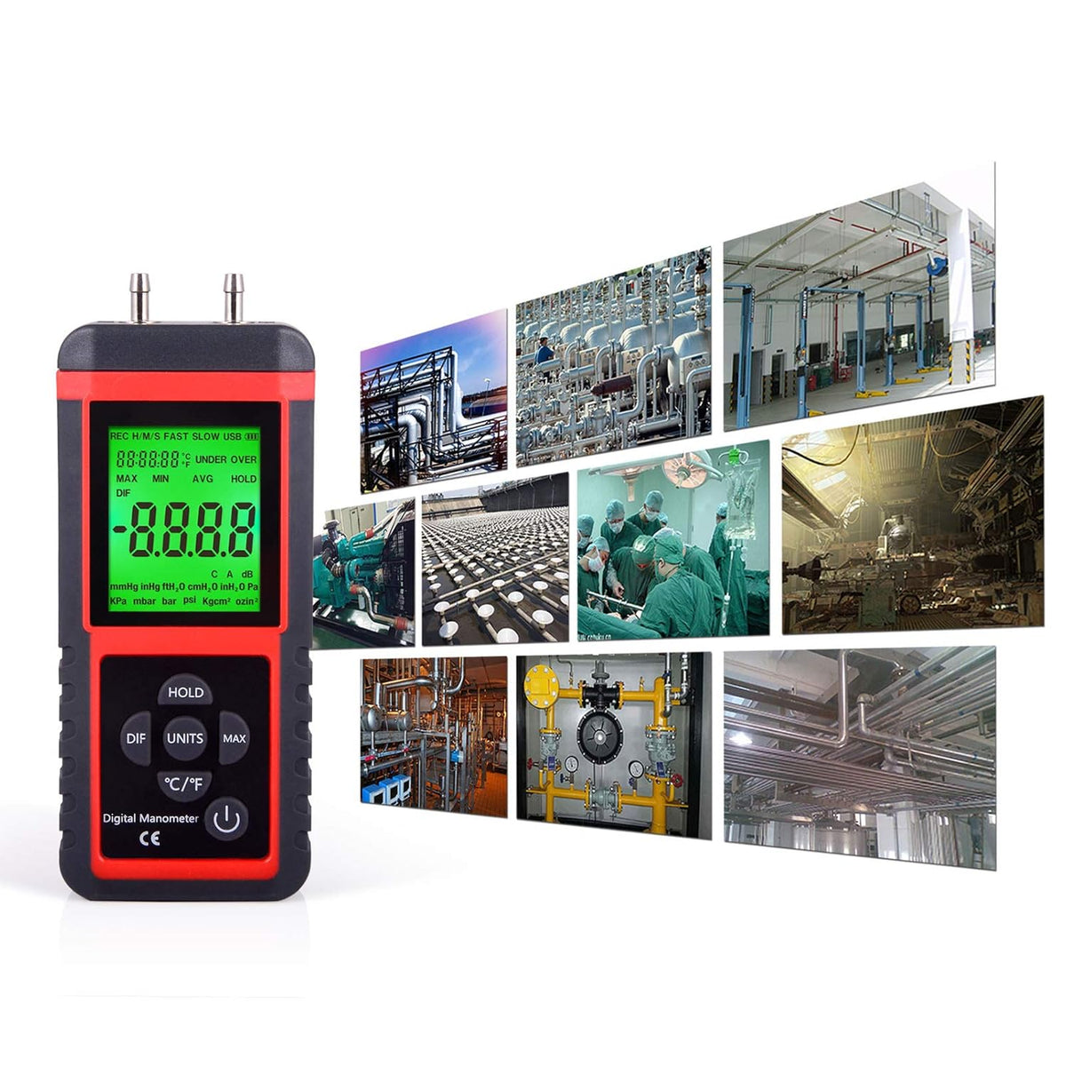 Digital Air Pressure Meter Differential Pressure Gauge H2651