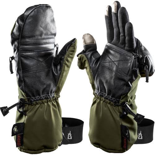 Heat 3 Smart Mittens/Gloves Size 8, Tarmac Green, Medium, with Inner Liners D577324