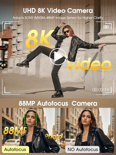88MP Digital Camera with WiFi, Touch Screen, 16X Zoom, Autofocus, Anti-Shake, Dual Camera, 2 Batteries, 64GB Card, Flash, Lens Hood W55713