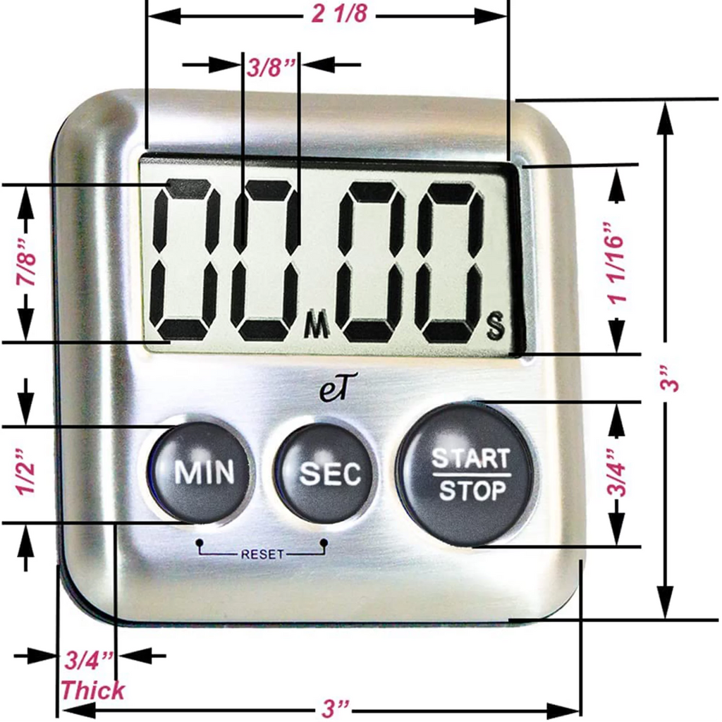 Stainless Steel Digital Kitchen Timer 6 Pack A147519