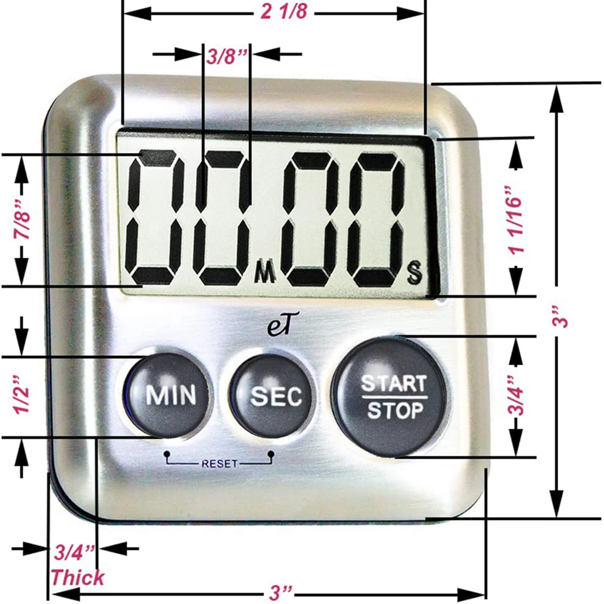 Stainless Steel Digital Kitchen Timer 6 Pack A147519