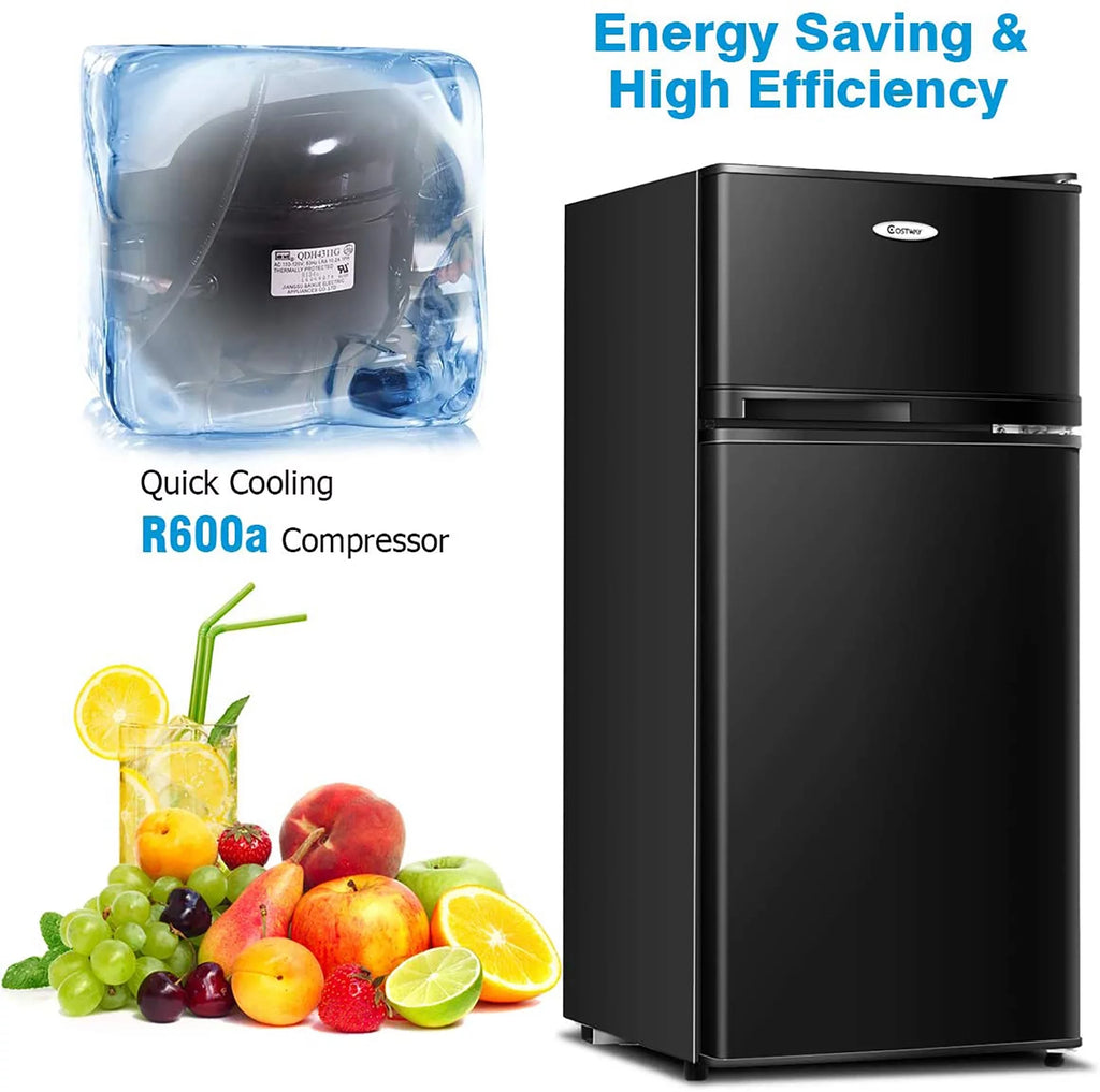 2 Doors 3.4 cu ft. Compact Mini Refrigerator Freezer D184