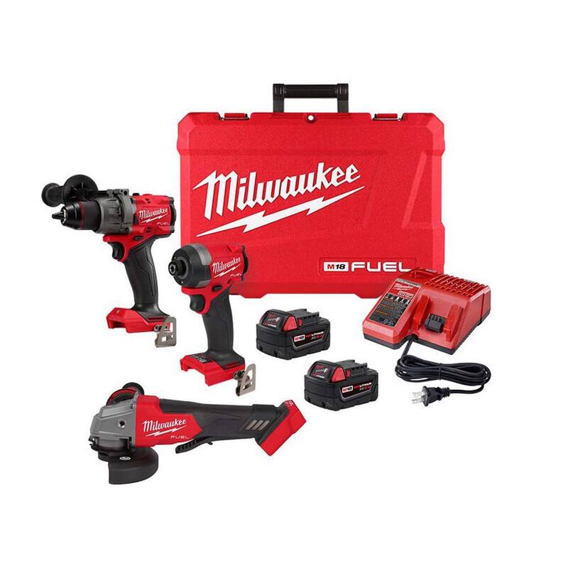 18-Volt Lithium-Ion Brushless Cordless Combo Kit 2-Tool with 2 Batteries Charger 4-1/2in. to 5in. Grinder N19763