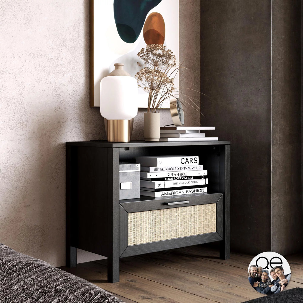 Black 1 Drawer Nightstand P4498
