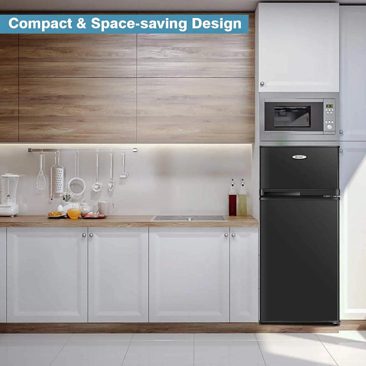 2 Doors 3.4 cu ft. Compact Mini Refrigerator Freezer D184