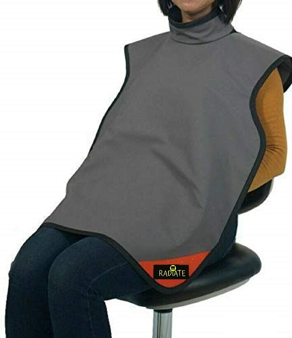 Dental X-Ray Apron with Thyroid Shield Collar, 0.3mm Lead, Grey B1199
