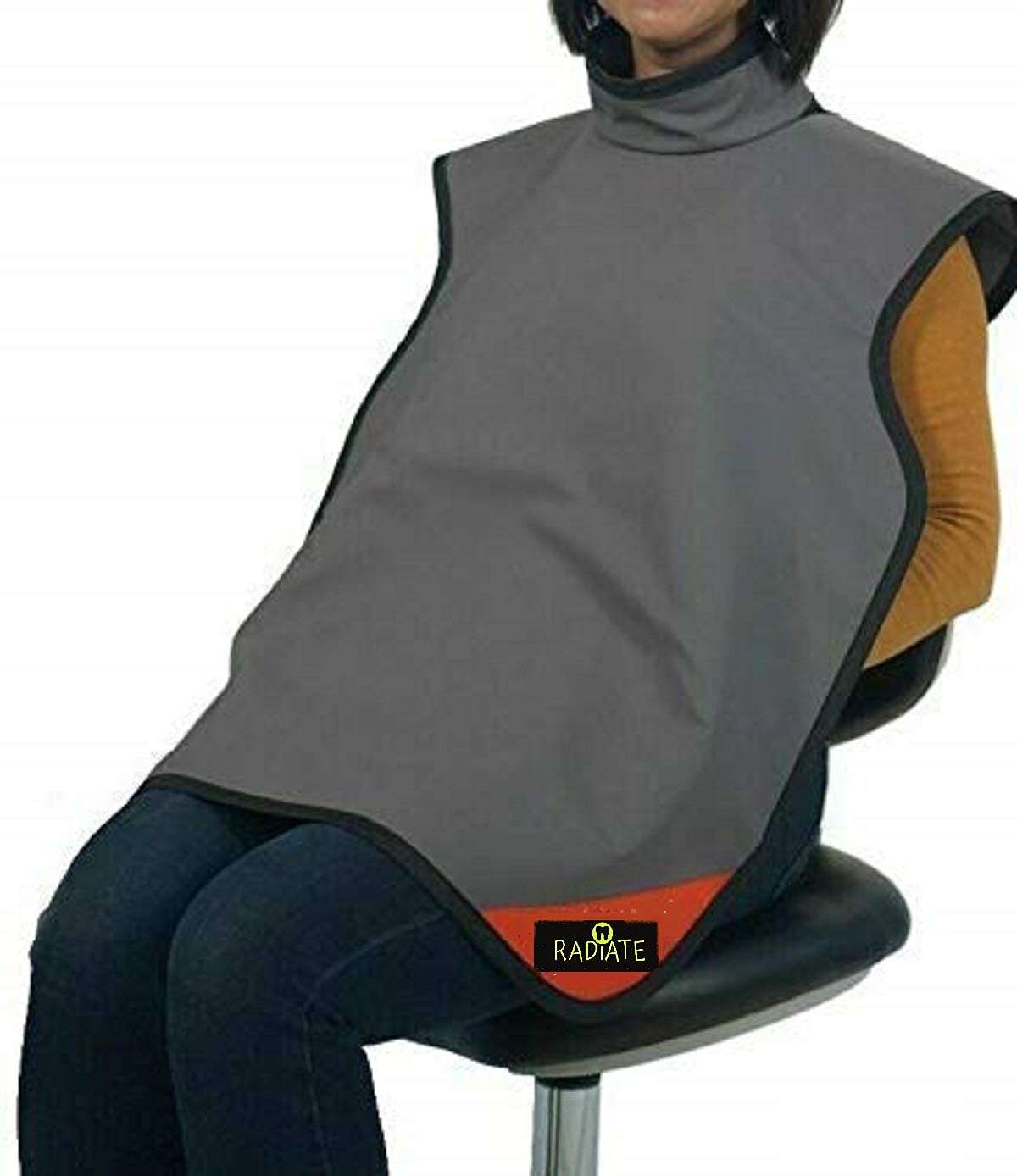 Dental X-Ray Apron with Thyroid Shield Collar, 0.3mm Lead, Grey B1199