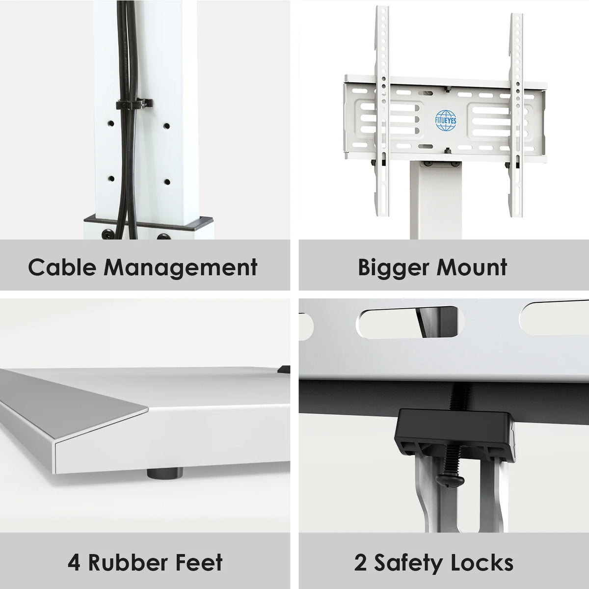 White Floor TV Stand with Mount for 26-65 inch Flat Screen TVs S2092