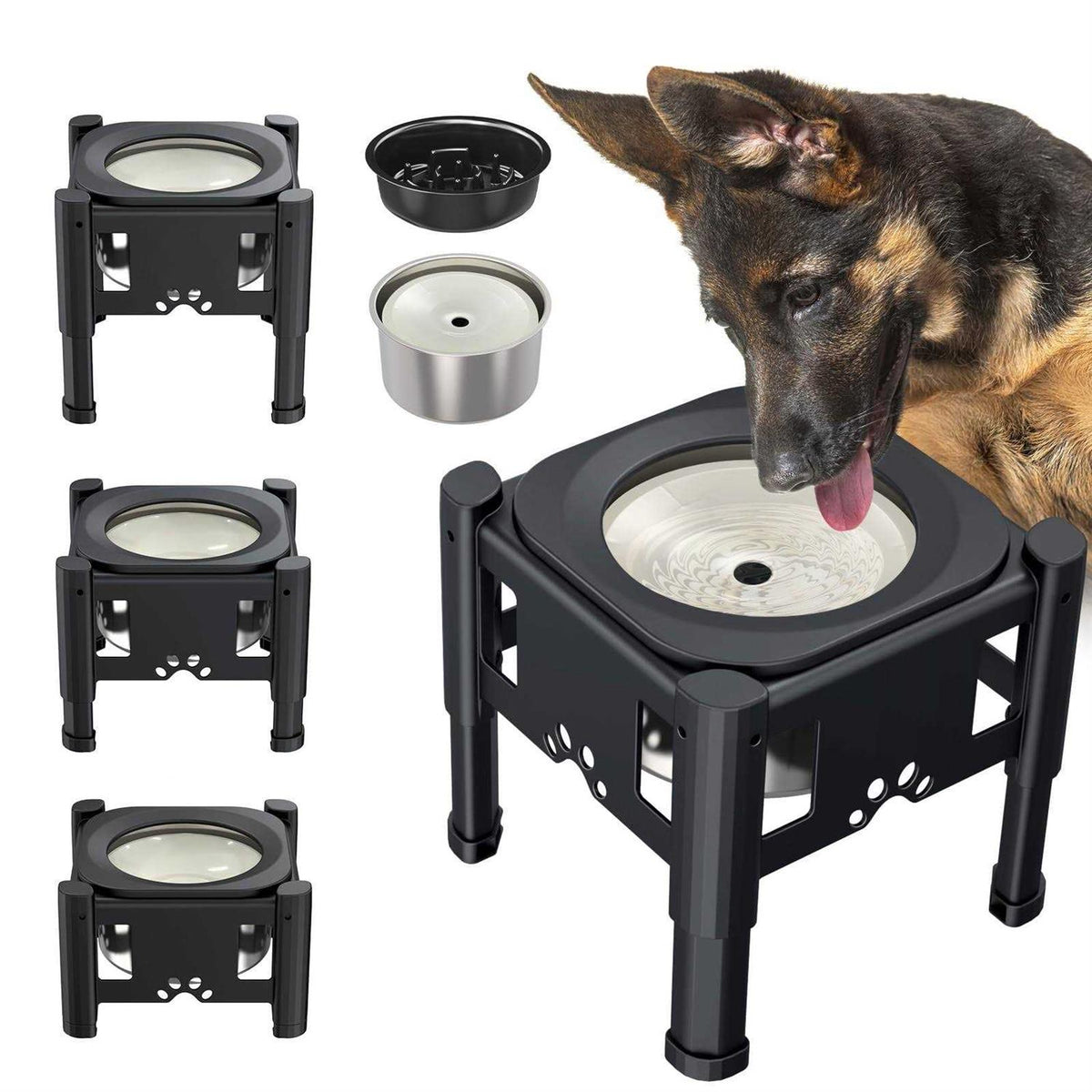 Elevated Dog Water Bowl 80OZ/2.5L Slow Feeder P84938