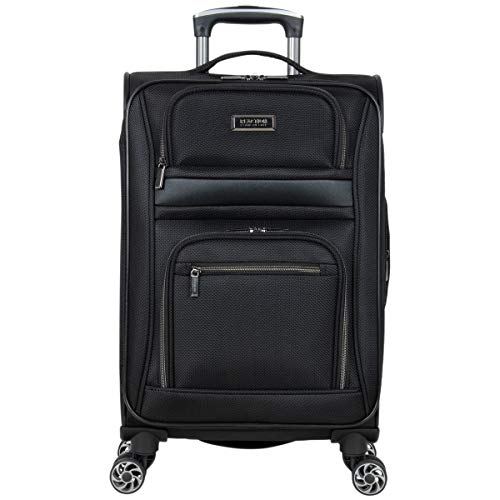 Black 20-Inch Lightweight Softside Expandable 8-Wheel Spinner Luggage K100