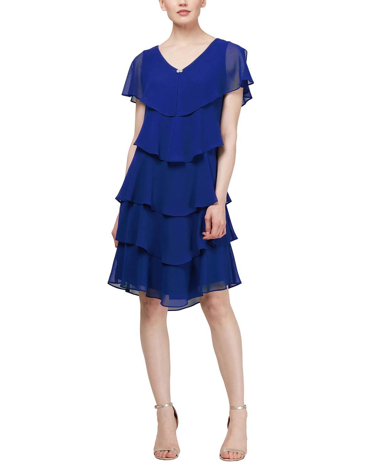 Chiffon Tiered Capelet Dress L640979
