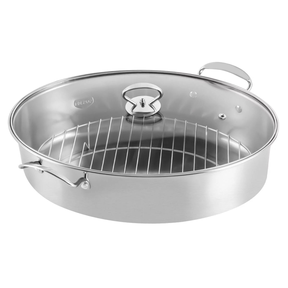 Stainless Steel Oval Fish Steaming Pot with Glass Lid Cookware N8904
