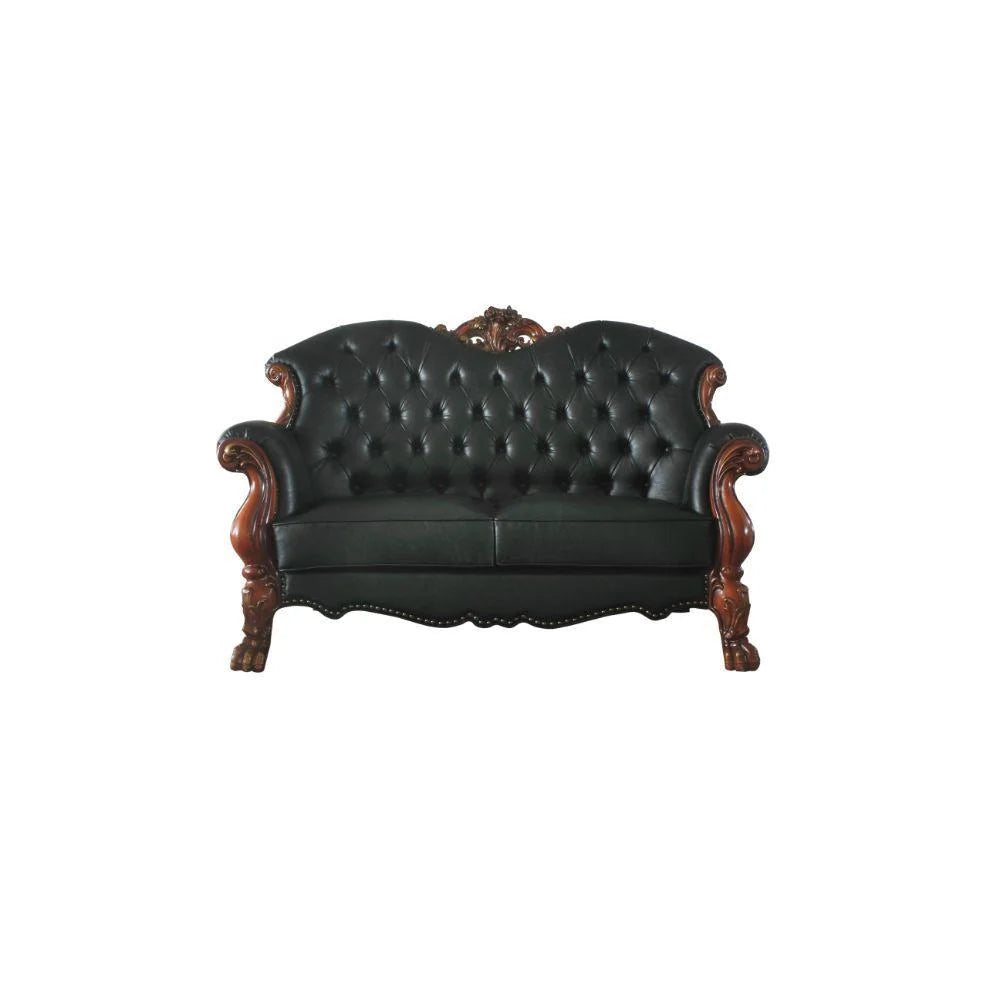 Cherry Oak Black PU Dresden Sofa Set 3 P E202