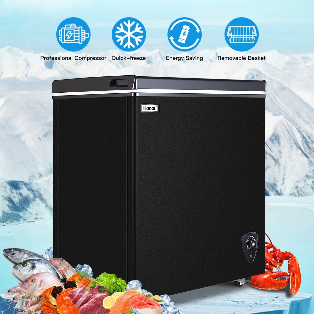 5.0 Cubic Top Open Door Chest Freezer with Removable Storage Basket S42146