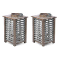 Galvanized Metal and Wood Lantern 2-Pack R384