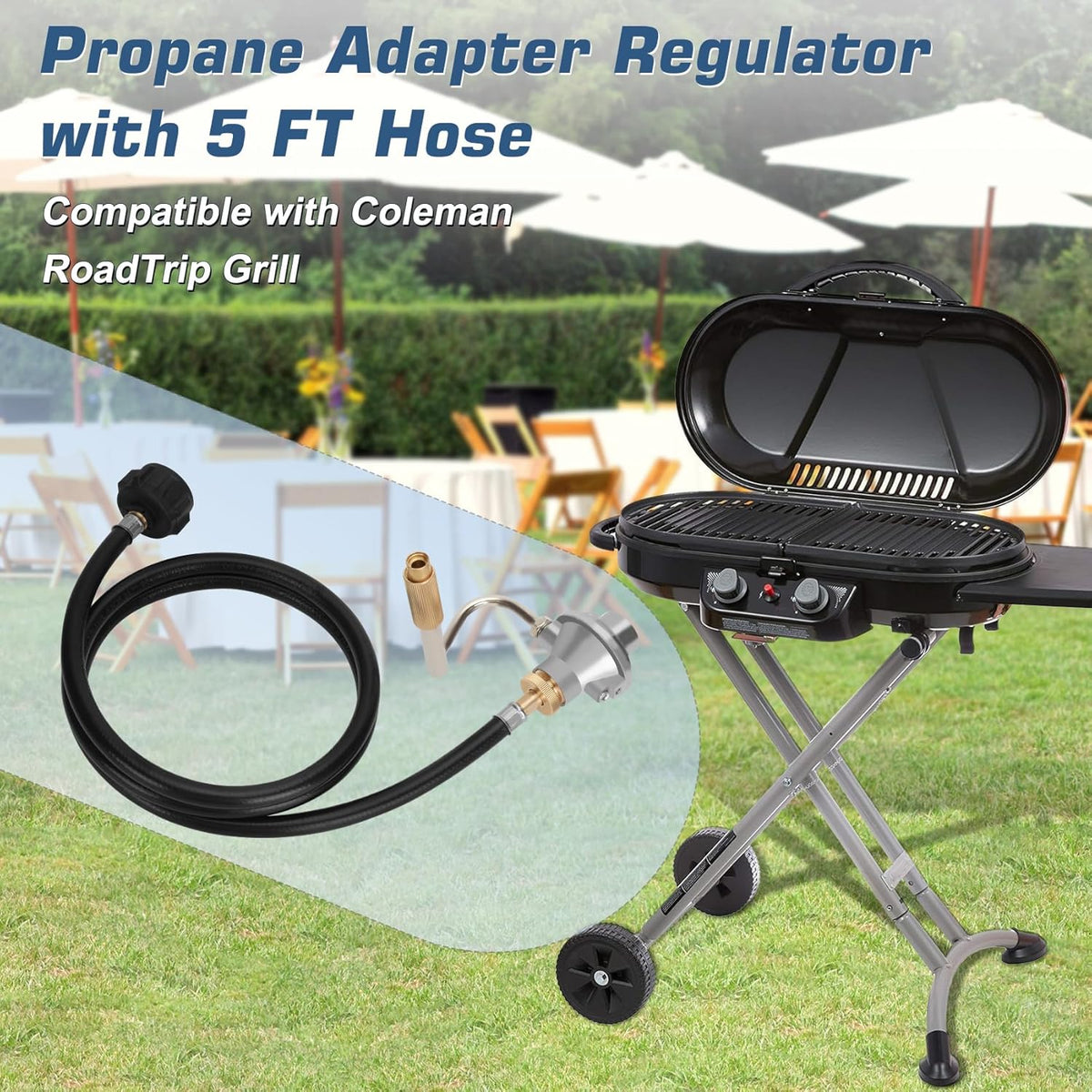 Grill Regulator with 5 Feet Propane Adapter Hose R350
