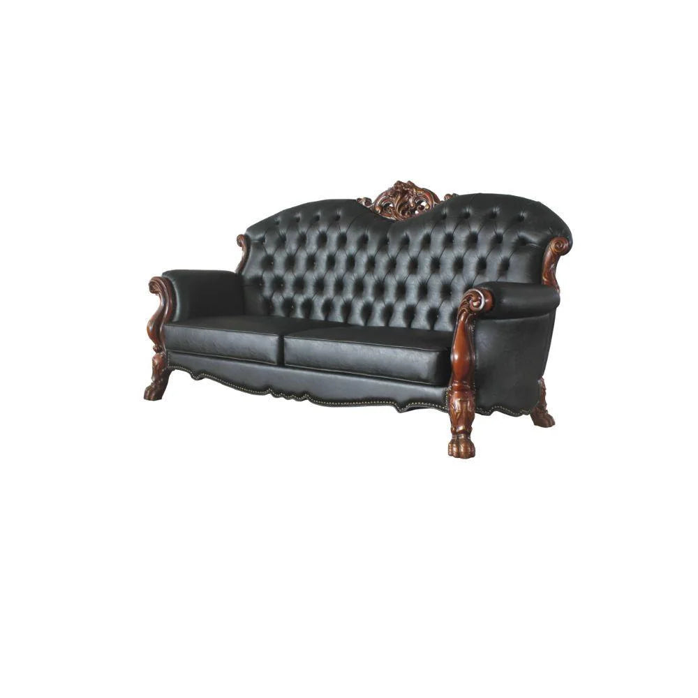 Cherry Oak Black PU Dresden Sofa Set 3 P E202