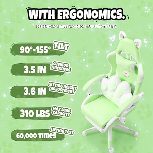 Blue Ergonomic Gaming Chair with Footrest M1012