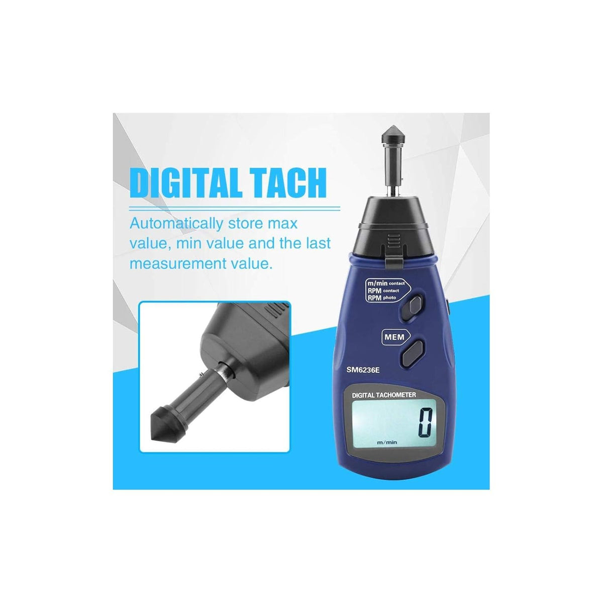 Digital Tachometer LCD Rotation Speed Meter Pack of 2 N592