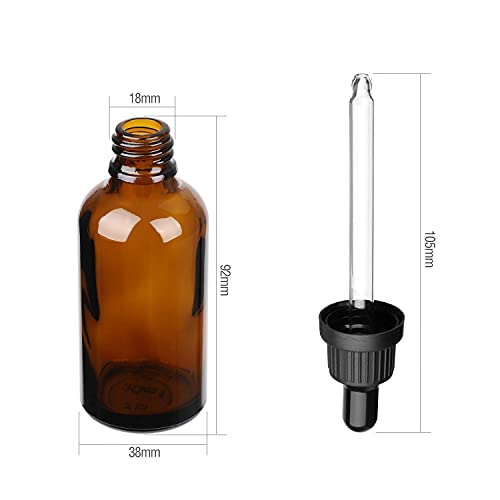 4 X 50ml Amber Glass Dropper Bottle with Glass Pipette H57354