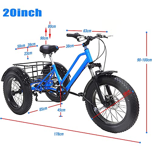7 Speed 20 Inch Fat Tire Adult Tricycle with Shopping Basket M756