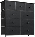 Black Grey 9 Drawer Steel Frame Wooden Top Dresser Z3271
