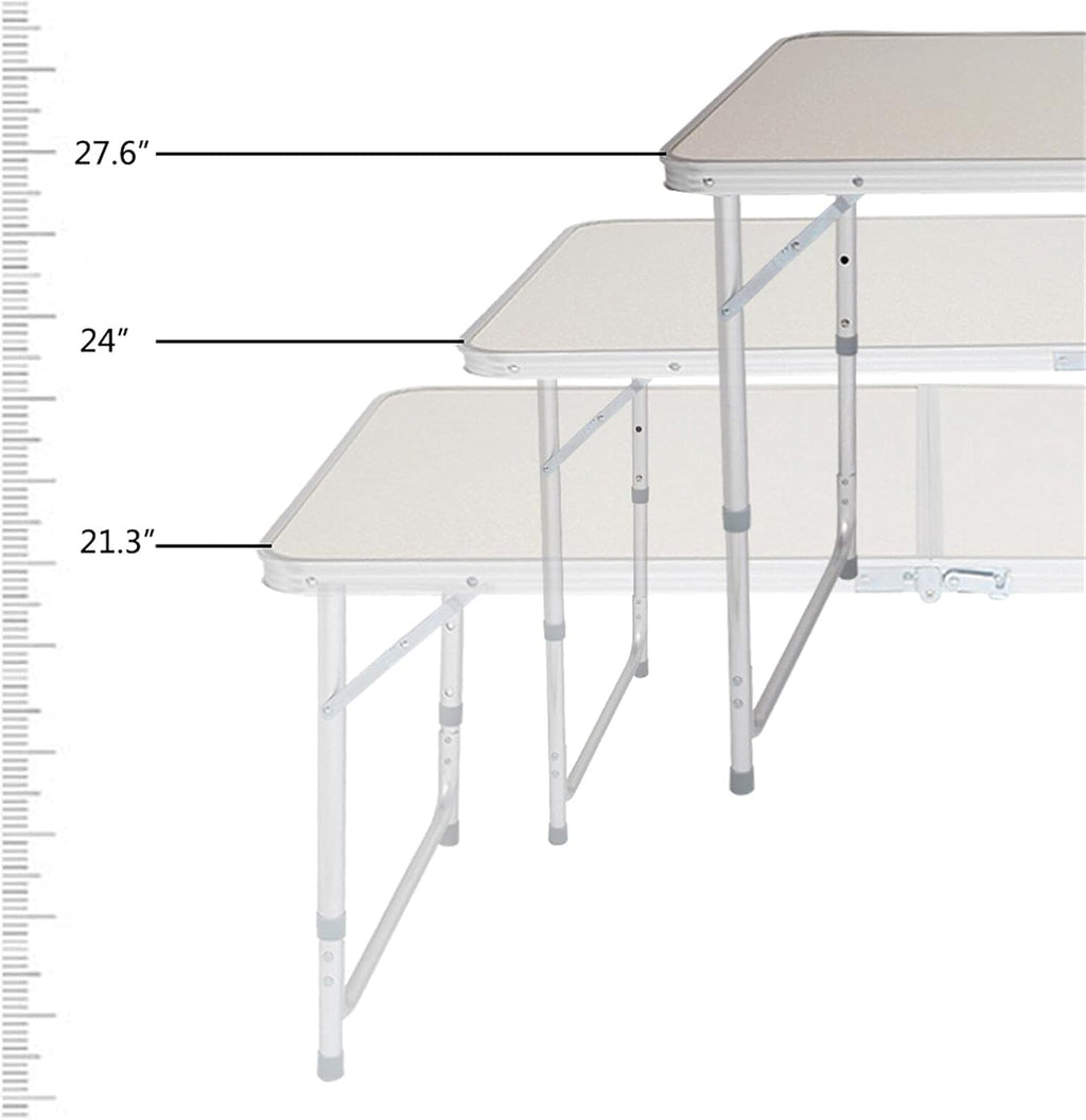 White 4 Feet Adjustable Aluminum Folding Table N3070