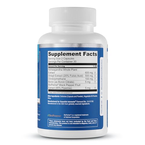 Male Health Supplement with Shoden Ashwagandha, Shilajit, DIM, 60 Caps V3584