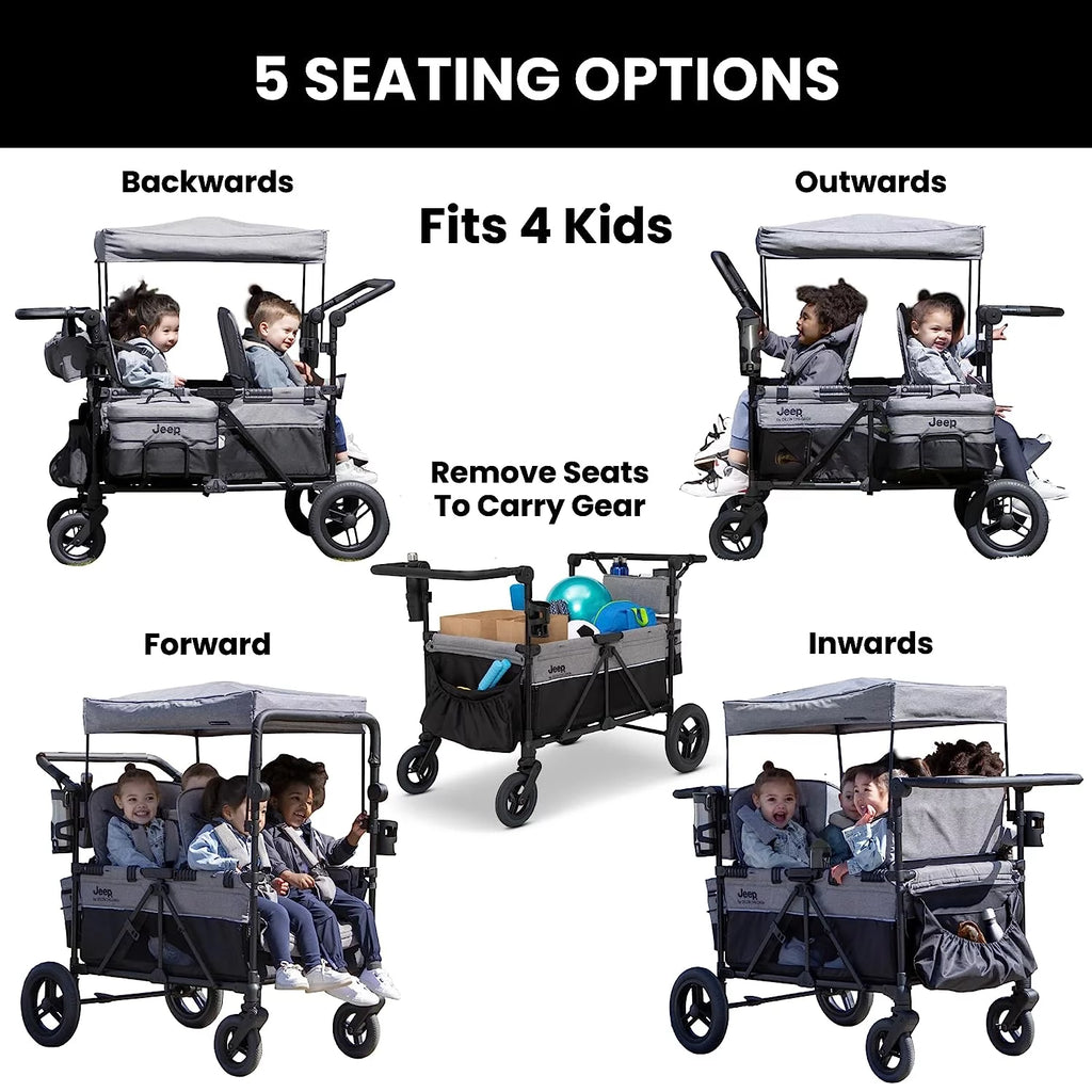 Grey 4 Seater Stroller Wagon V6810
