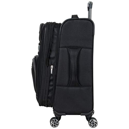 Black 20-Inch Lightweight Softside Expandable 8-Wheel Spinner Luggage K100