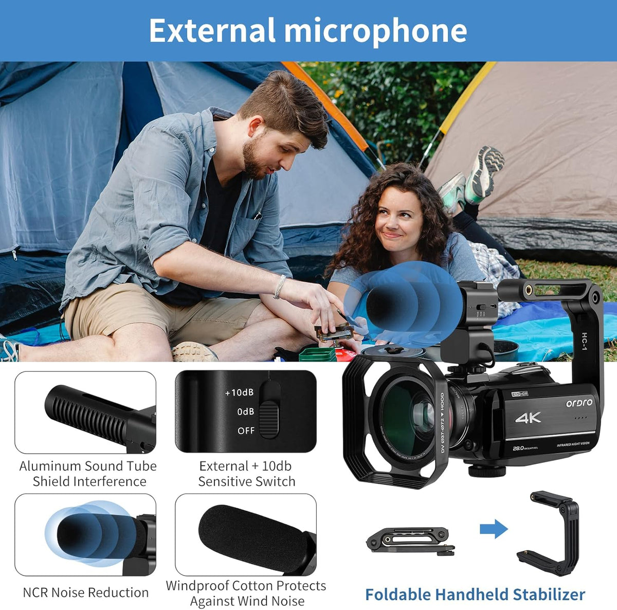 4K 1080P 60FPS 30X Zoom Infrared Night Vision Camcorder E417335