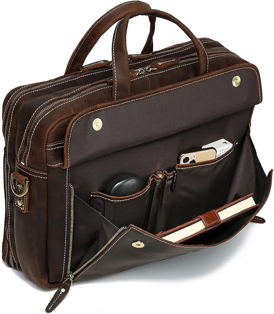 Vintage Genuine Leather 17 inch Laptop Briefcase Y723