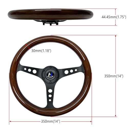 14" Wood Grain Steering Wheel with Horn Button 6 bolts S8540